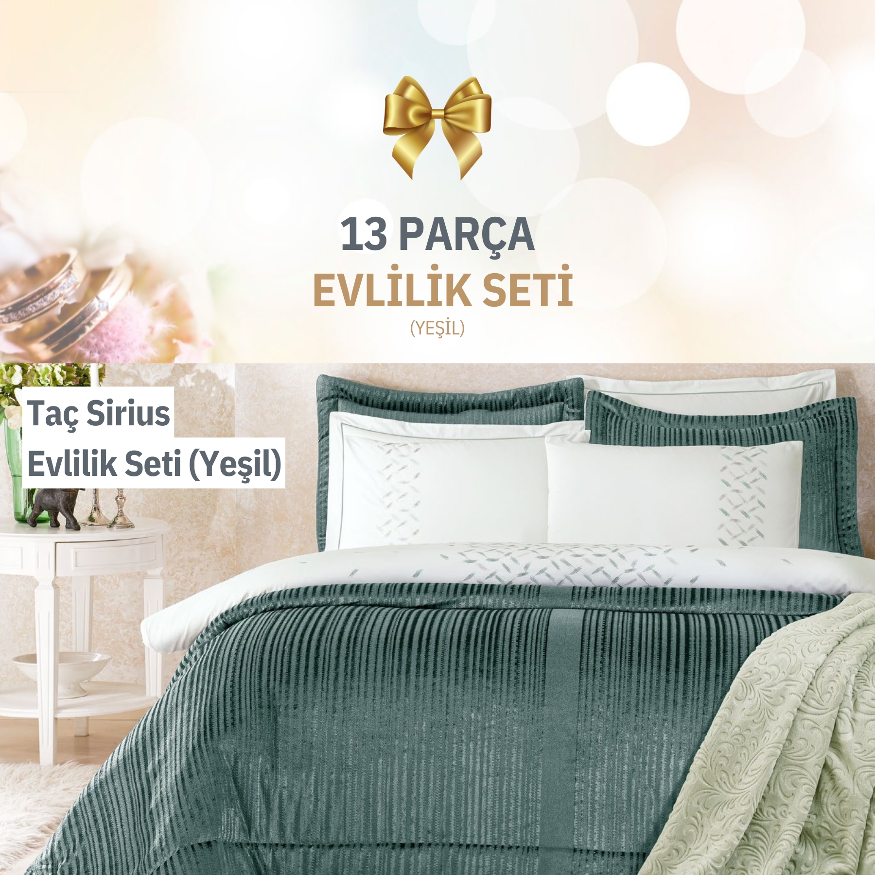 Taç 1000046769 Sırıus Çeyiz Seti Yeşil 13 Prç