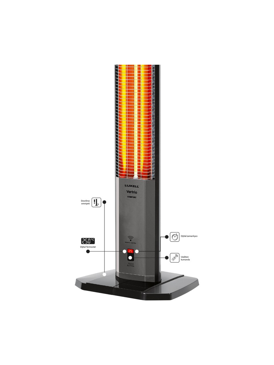 Luxell Mh-1800 Double Çift Flement Kule Tipi Isıtıcı Görseli