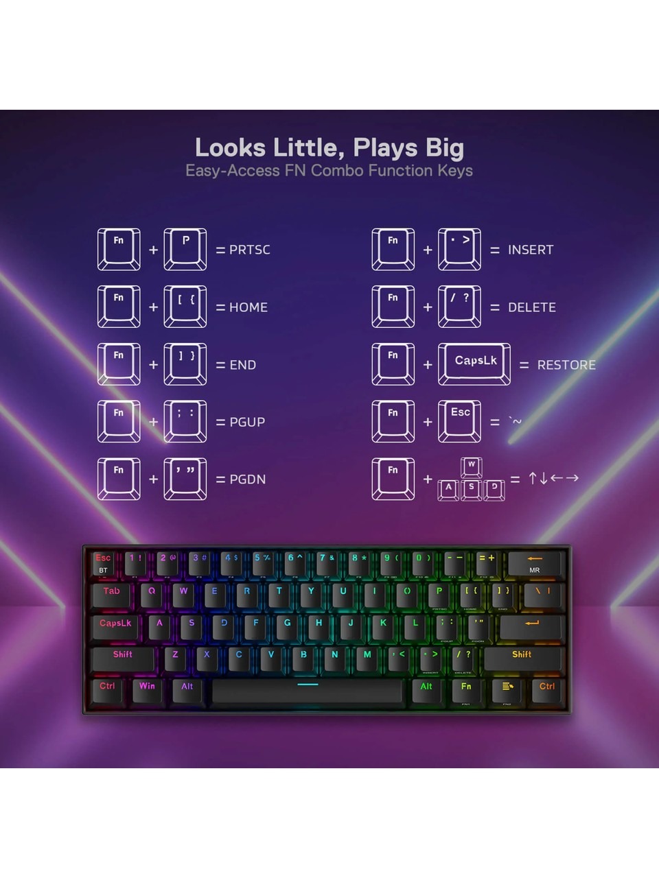 Redragon K530-rgb-pro Rgb Brown Swıtch Kablosuz Mekanik Q Gaming Klavye Siyah Görseli