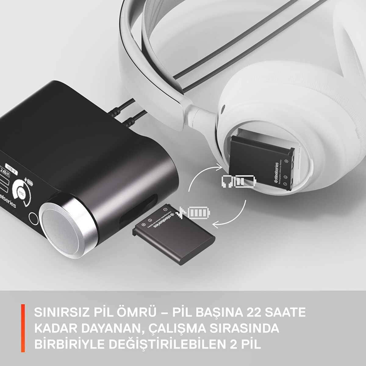 SteelSeries Arctis Nova Pro Kablosuz Kulak Üstü Oyuncu Kulaklığı Beyaz Görseli
