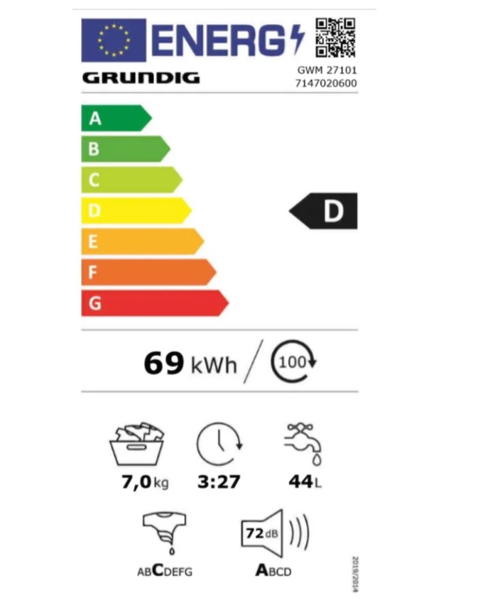 Grundig Gwm 27101 Wi-fi 1000 Devir 7 Kg Çamaşır Makinesi Görseli