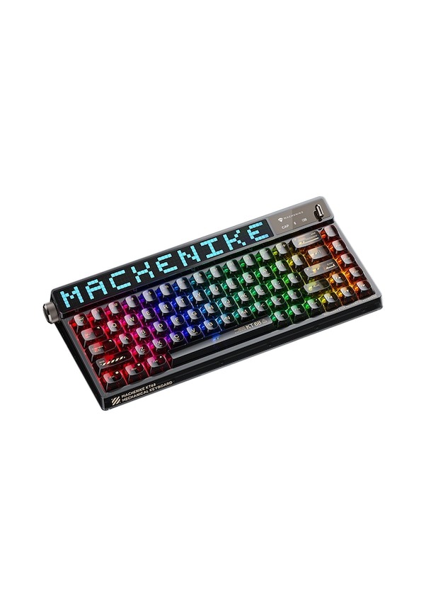Machenike Kt68 Pro Tri-mode Yellow Switch Lcd Rgb Siyah İngilizce Gaming Klavye Görseli