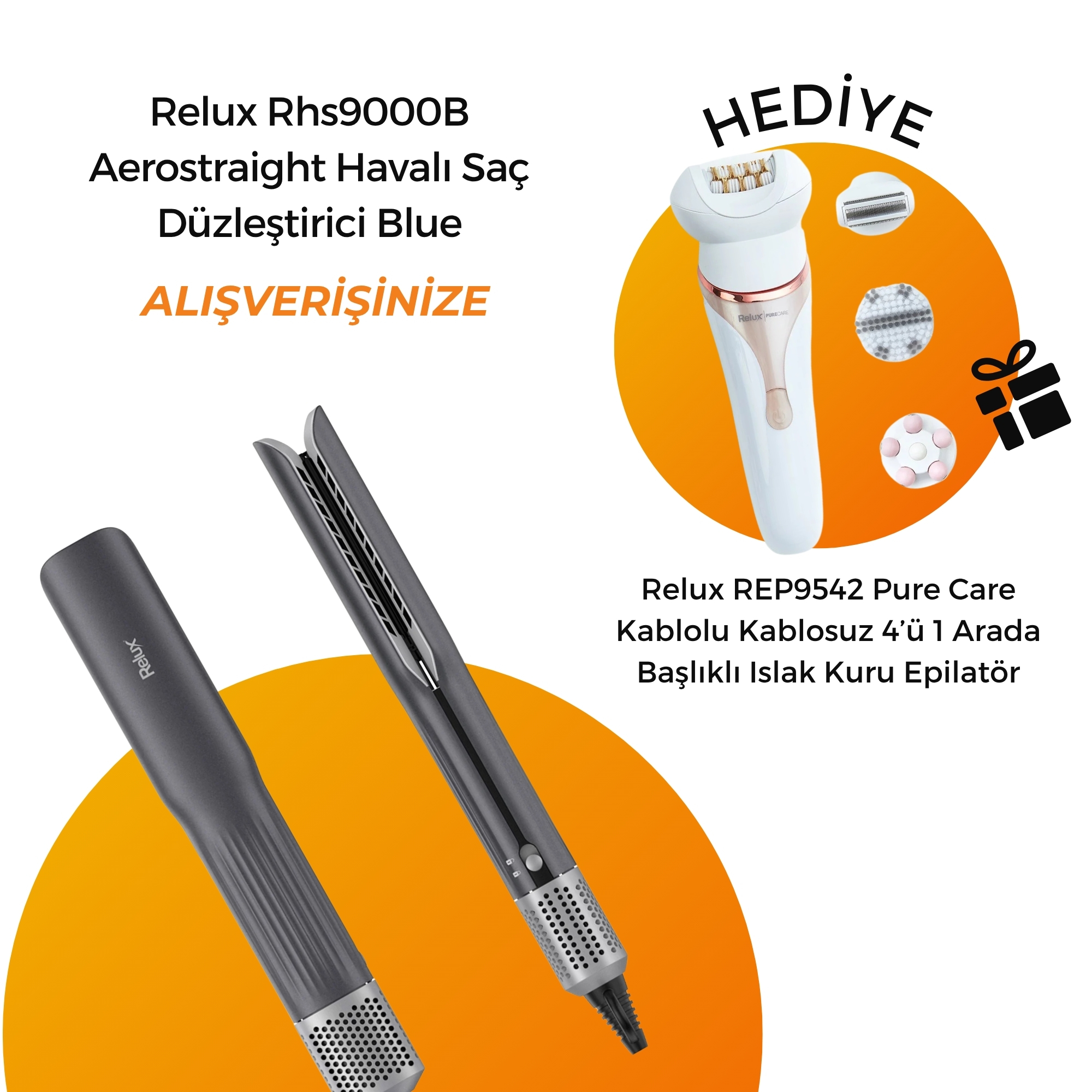 Relux Rhs9000B Aerostraight Havalı Saç Düzleştirici Blue
