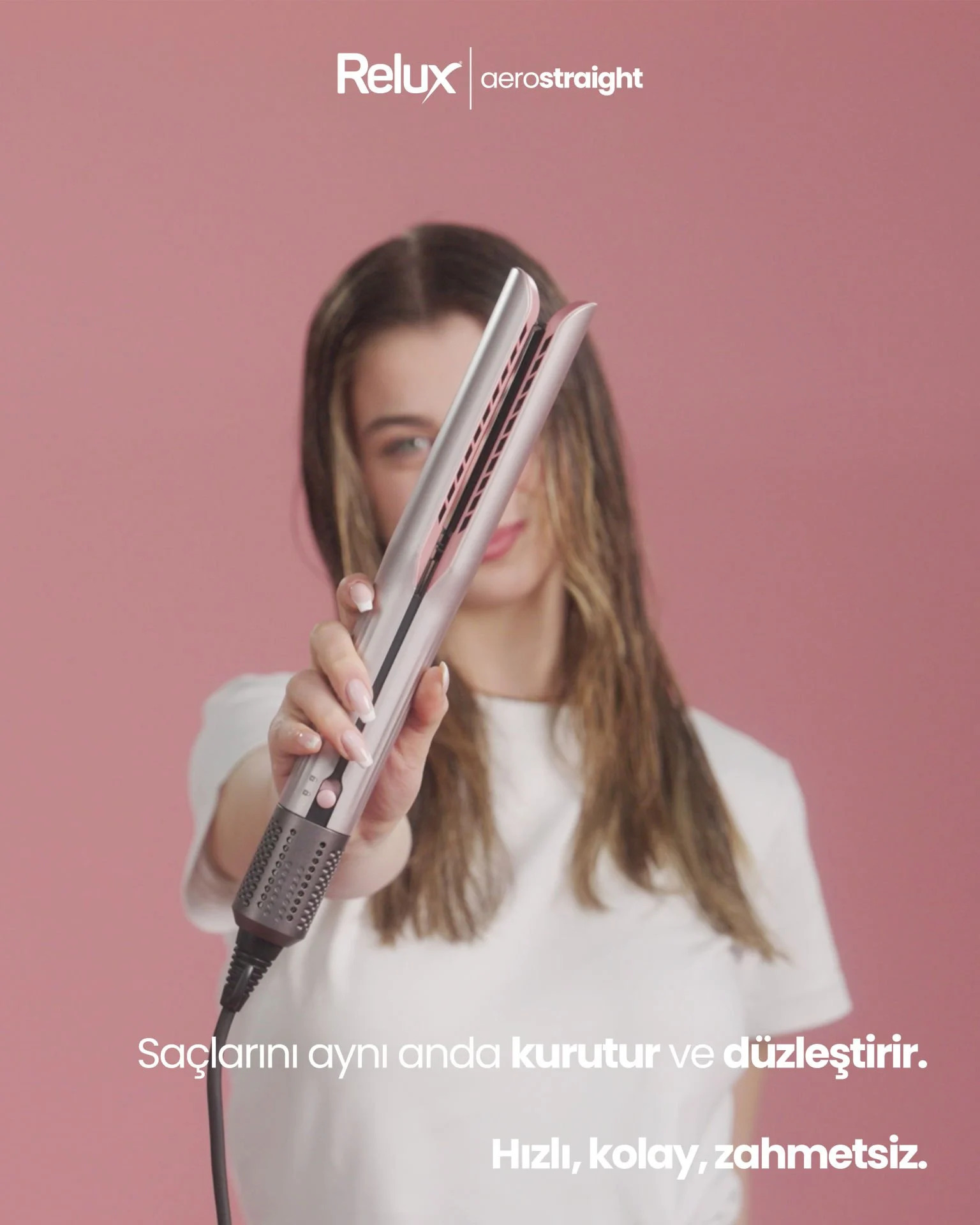 Relux Rhs9000P Aerostraight Havalı Saç Düzleştirici Pink Görseli