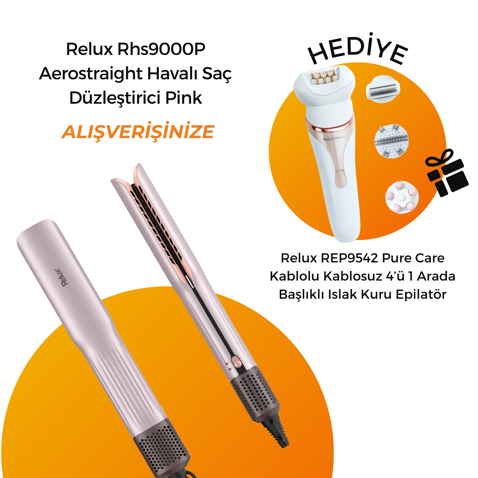 Relux Rhs9000P Aerostraight Havalı Saç Düzleştirici Pink
