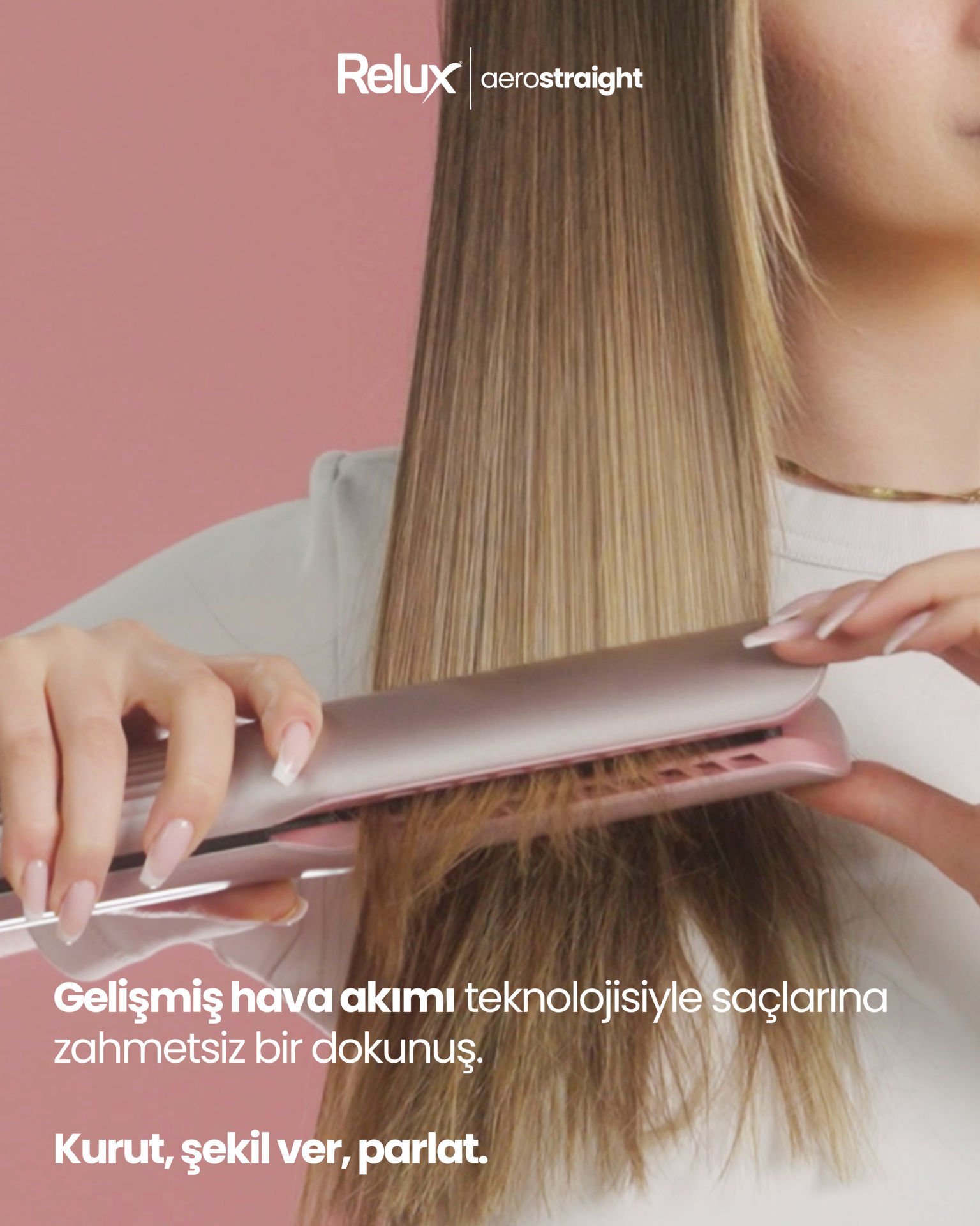 Relux Rhs9000P Aerostraight Havalı Saç Düzleştirici Pink Görseli