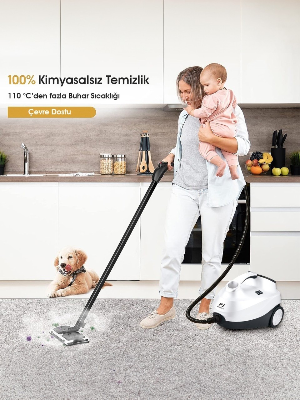 Pirantech CB-107C 2000 W Buharlı Temizleyici Beyaz Görseli