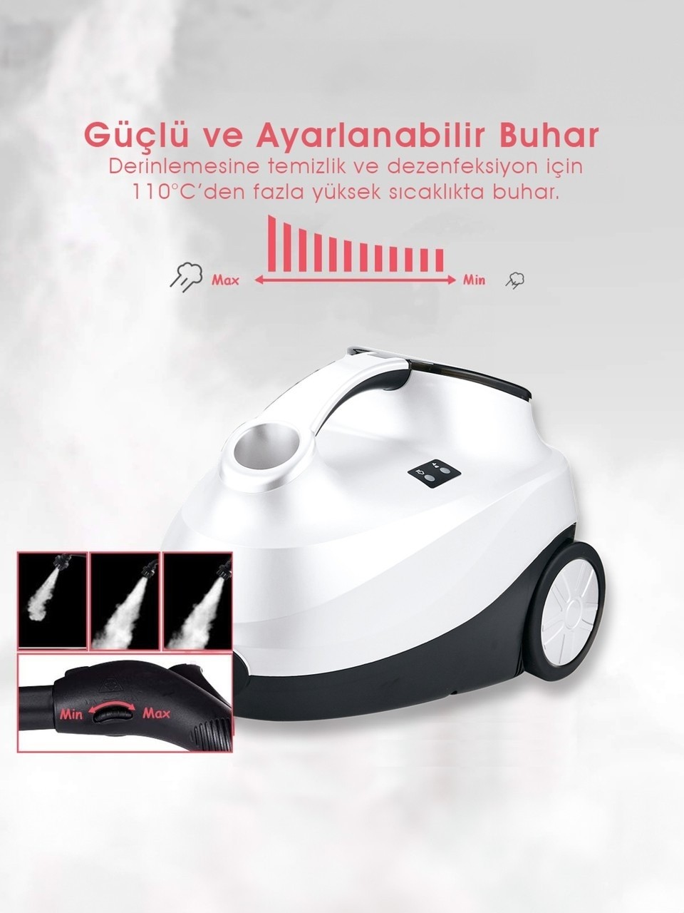 Pirantech CB-107C 2000 W Buharlı Temizleyici Beyaz Görseli