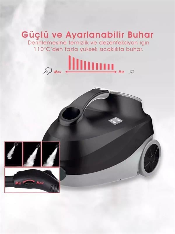 Pirantech CB-107C 2000 W Buharlı Temizleyici Siyah Görseli