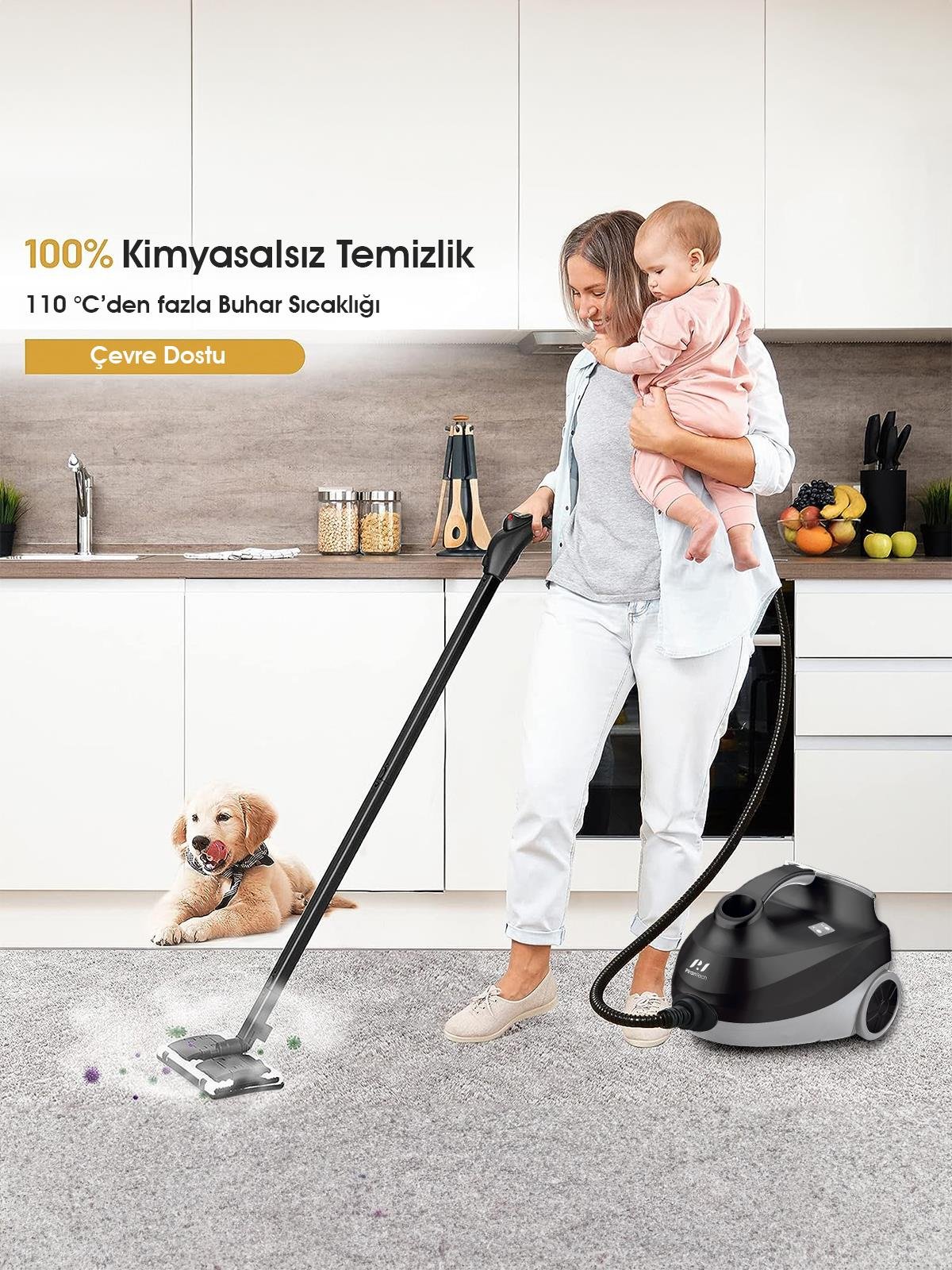 Pirantech CB-107C 2000 W Buharlı Temizleyici Siyah Görseli