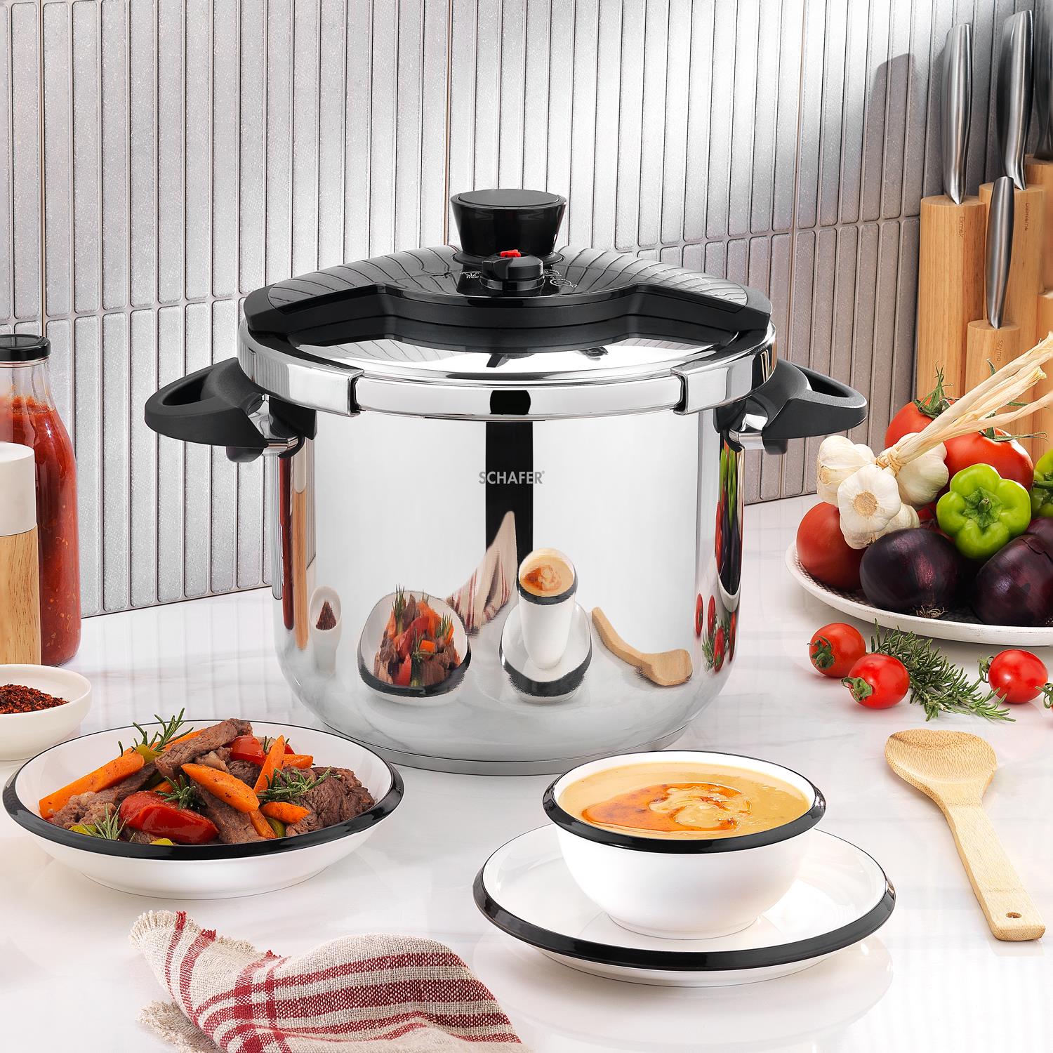 Schafer Grand Düdüklü Tencere 12 L-siyah