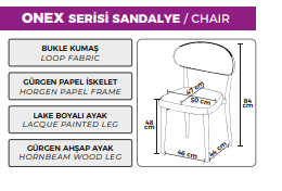 Cns  Vinta Serisi Lak Panel Sabit Masa + 4 Onex Ahşap Ayak Sandalye Görseli