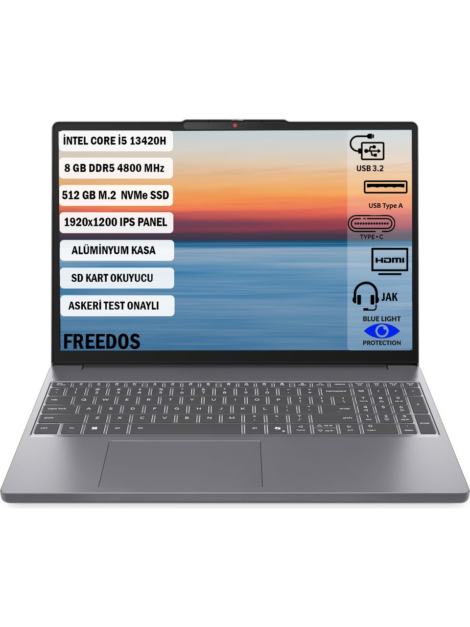 Lenovo IdeaPad Slim 3 15IRH10 83K1004ETR i5-13420H 8 GB 512 GB SSD UHD Graphics 15.6