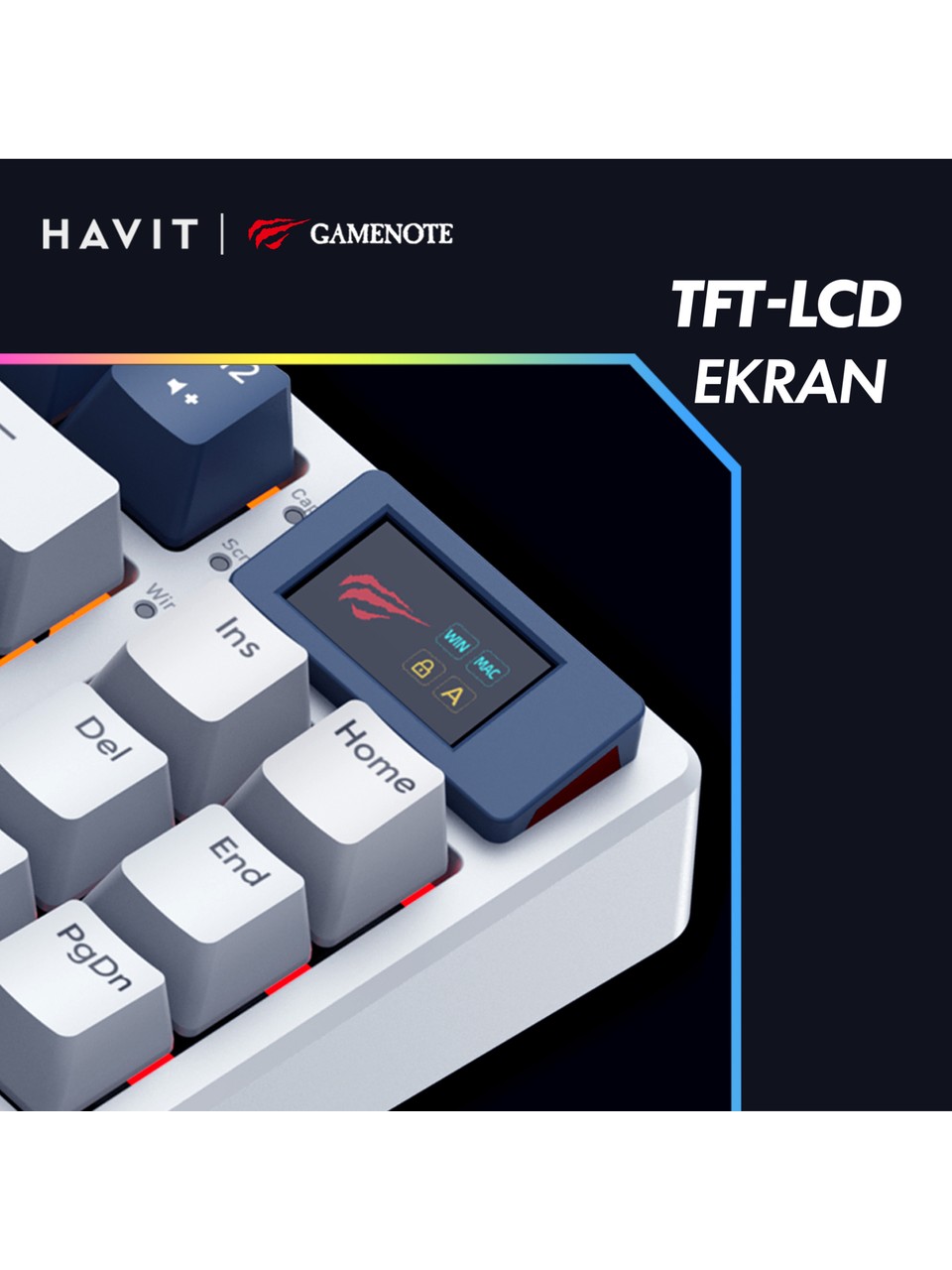 Havit Gamenote Kb884l Rgb Tkl Red Switch Kablolu Mekanik Oyuncu Klavyesi Görseli