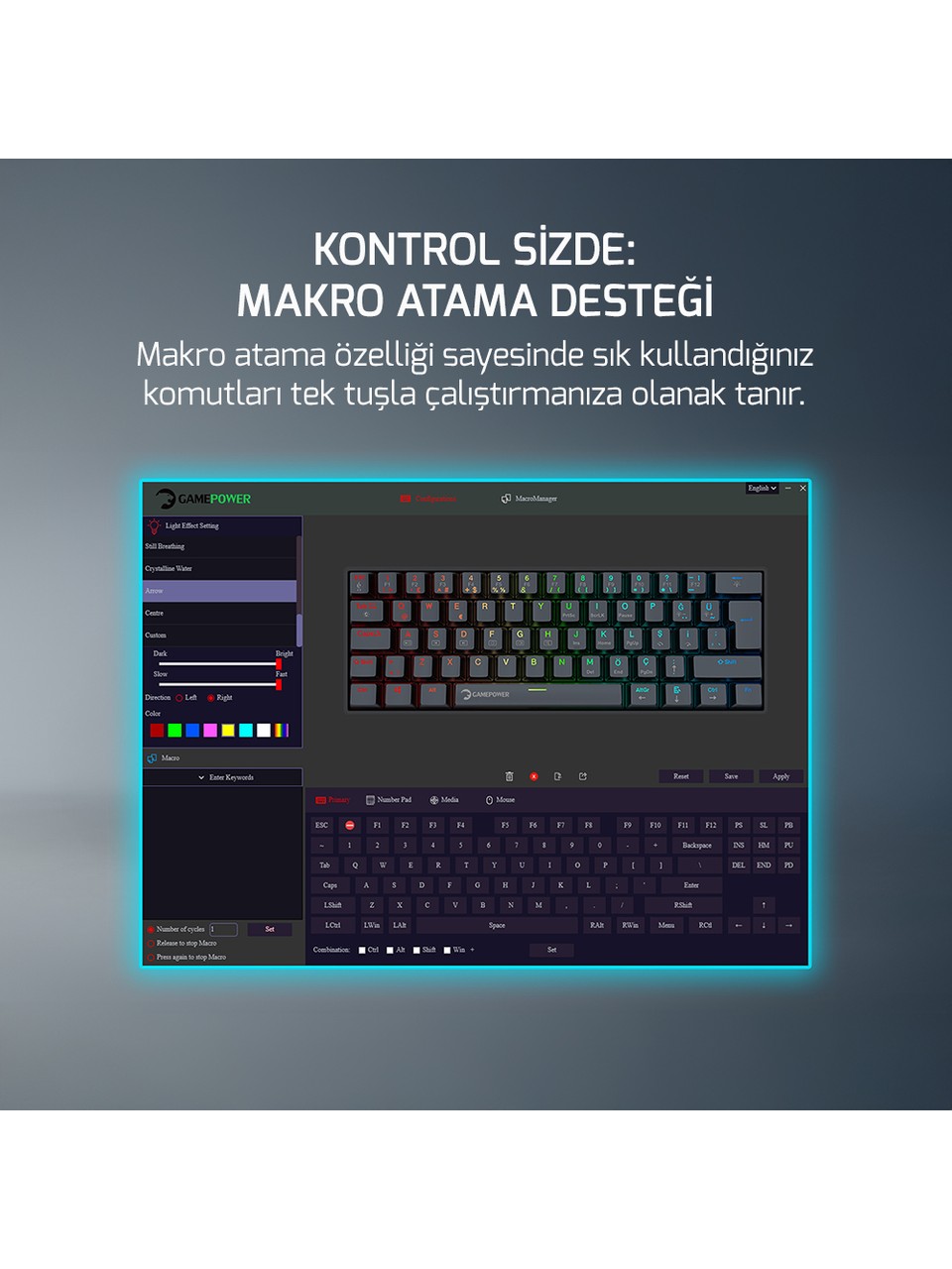 Gamepower Lyra Rgb 60M 62TUŞ Siyah Mekanik Kablolu Red Switch Klavye