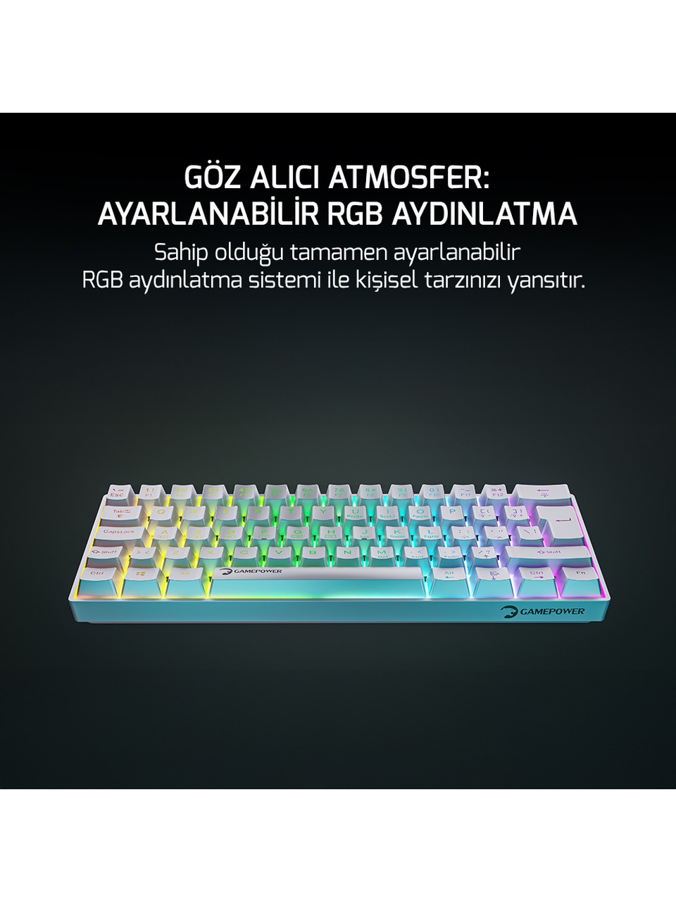 Gamepower Lyra Rgb 60M 62TUŞ Siyah Mekanik Kablolu Red Switch Klavye Görseli