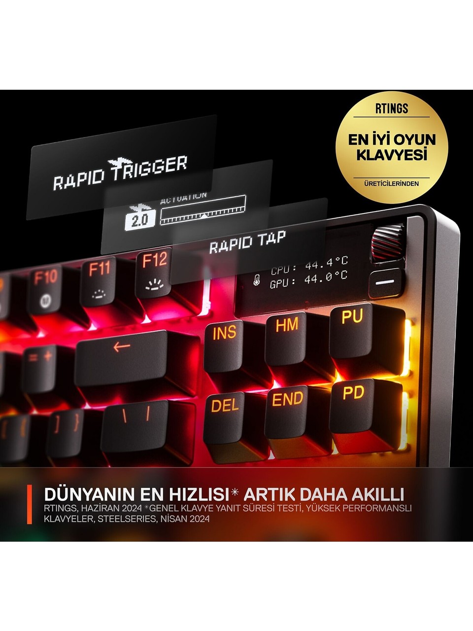 Steelseries Apex Pro Tkl Gen 3 Siyah Rgb Omnipoint Switch Kablolu Mekanik Oyuncu Klavyesi Görseli
