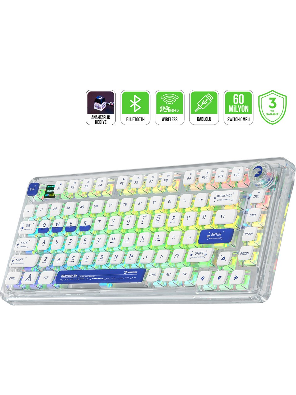 Gamepower Gasket Pro X Rgb %75 Tkl Kablolu/kablosuz Mekanik Oyuncu Klavyesi