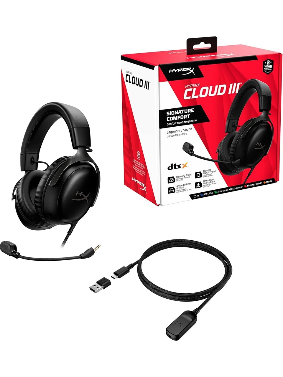 Hyperx Cloud Iıı 727a8aa Siyah Kablolu Kulak Üstü Oyuncu Kulaklığı Görseli