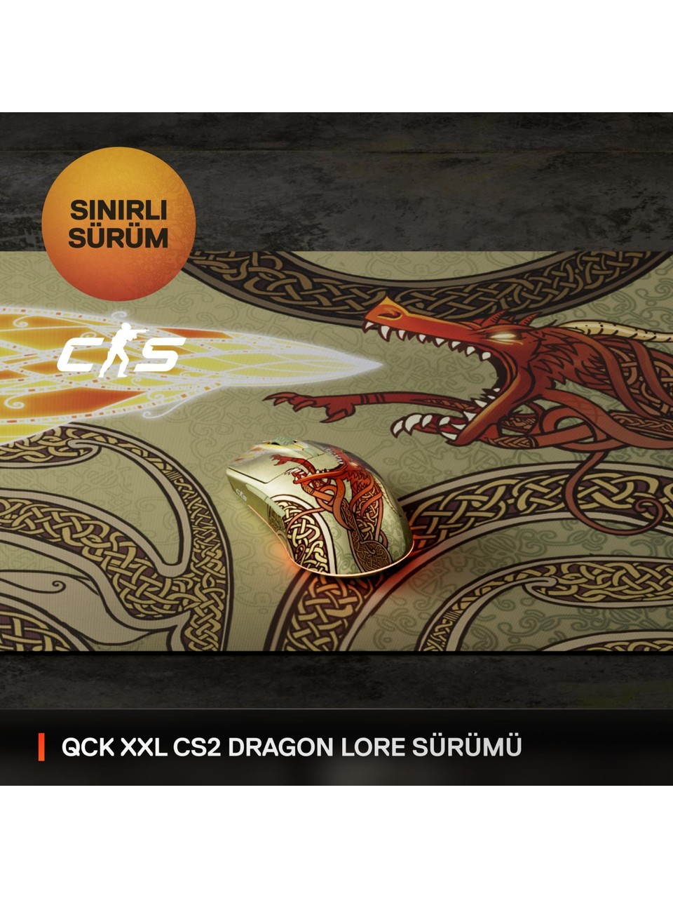 SteelSeries QcK XXL CS2 Dragon Lore Edition Mouse Pad Görseli
