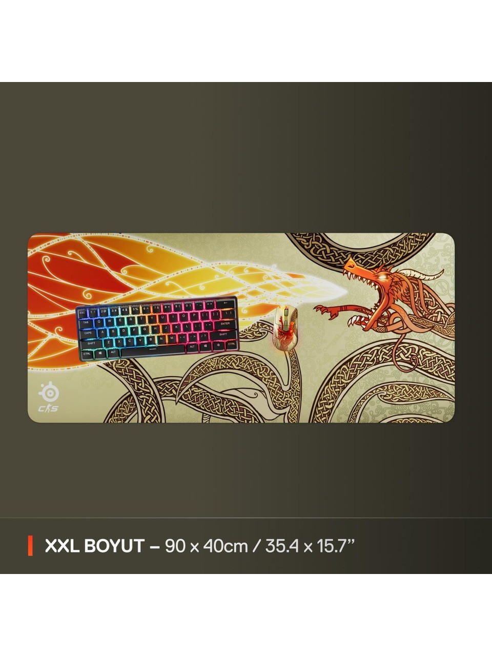 SteelSeries QcK XXL CS2 Dragon Lore Edition Mouse Pad Görseli