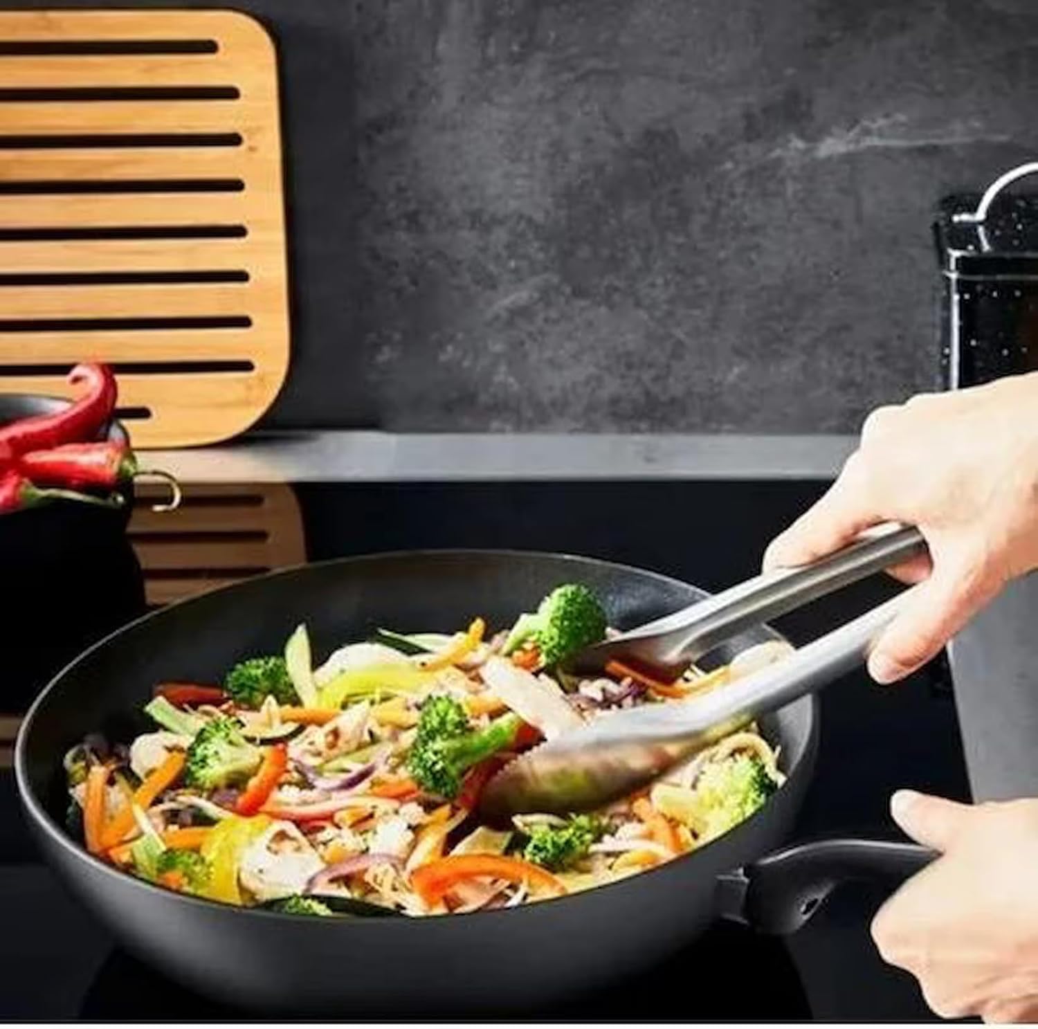 Tefal 3x Titanium Force Wok Tava 28 Cm Görseli