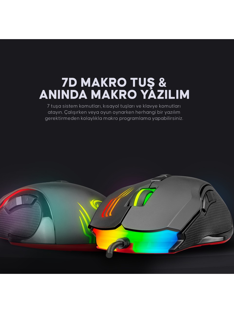 Rampage SMX-G38 Claw RGB Makrolu Optik Kablolu Oyuncu Mouse Görseli