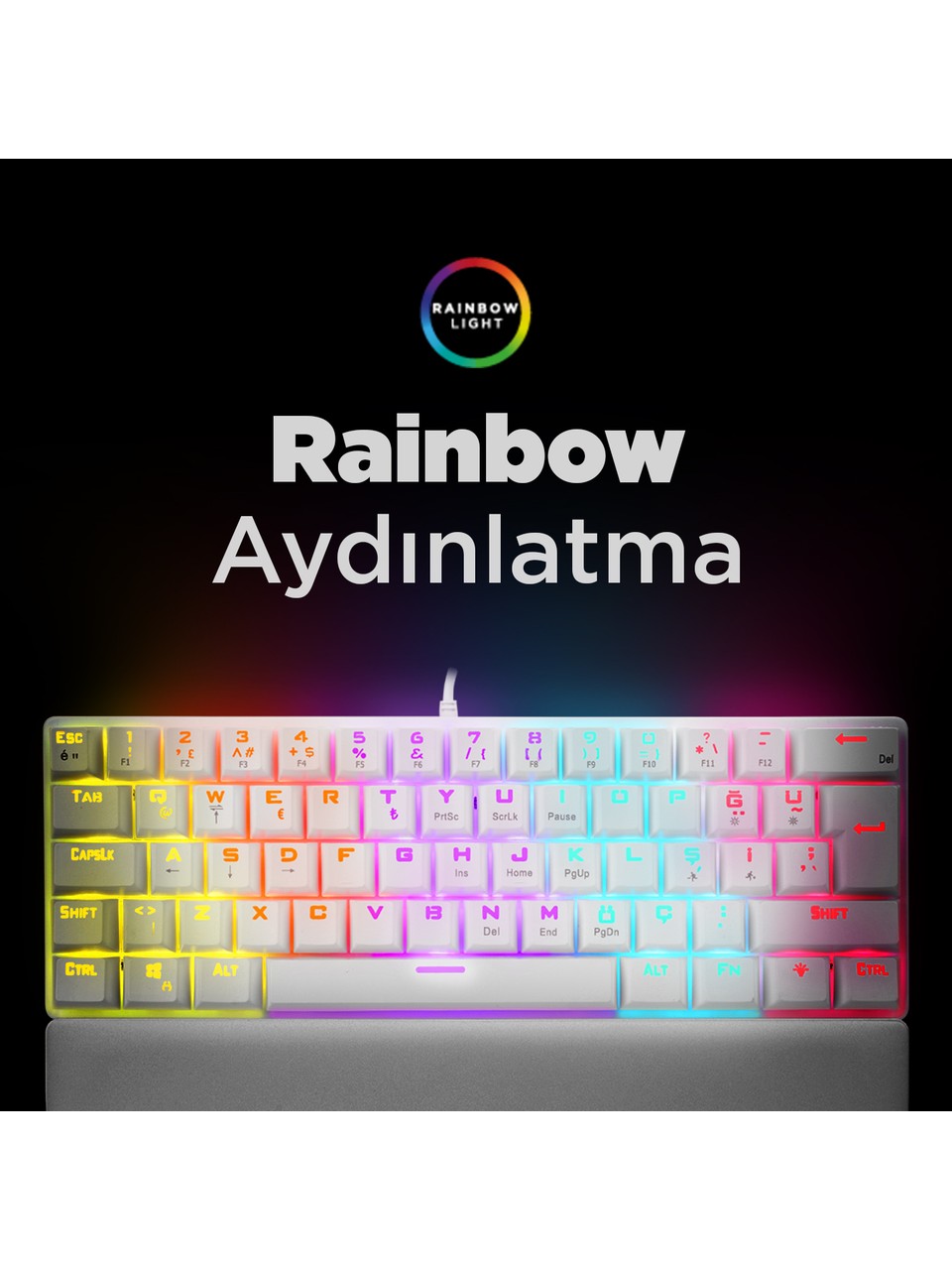 Rampage Ally K11 Beyaz TKL Red Switch Kablolu Mekanik Oyuncu Klavyesi Görseli