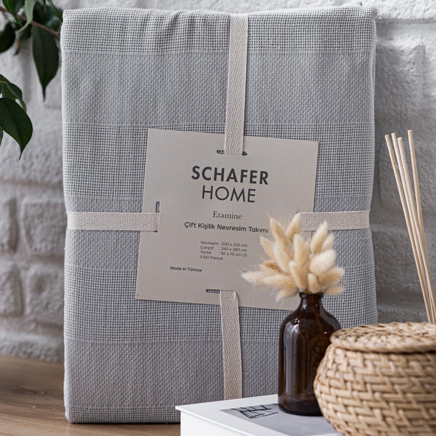 Schafer Home Etamine Pamuk Çk Nevresim Takımı 4 Parça-gri Görseli