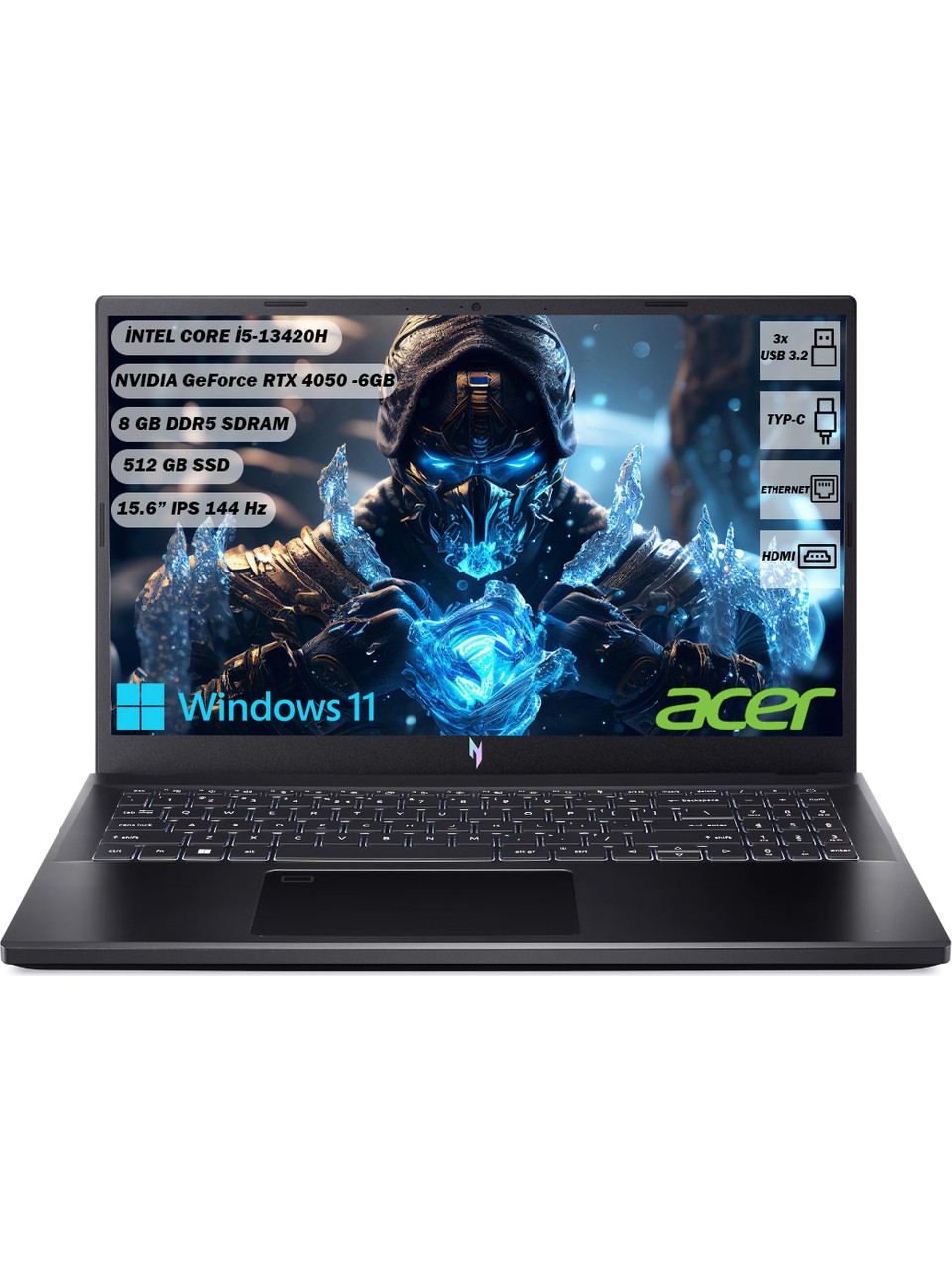 Acer Nitro V15 ANV15-51-51TZ NH.QNBEY.006 i5-13420H 8 GB 512 GB SSD RTX4050 15.6