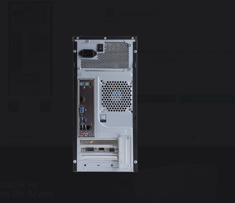 Casper Nirvana N2h.225f-8e50t-00c Ulta 7 225f 8gb Ram 500gb Ssd Rtx3050 Masaüstü Bilgisayar Görseli
