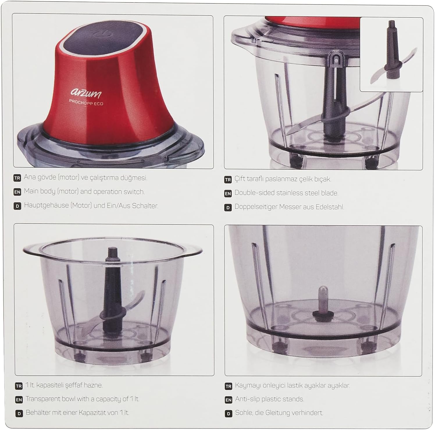 Arzum Ar1035 Prochopp Eco Doğrayici Kirmizi Görseli