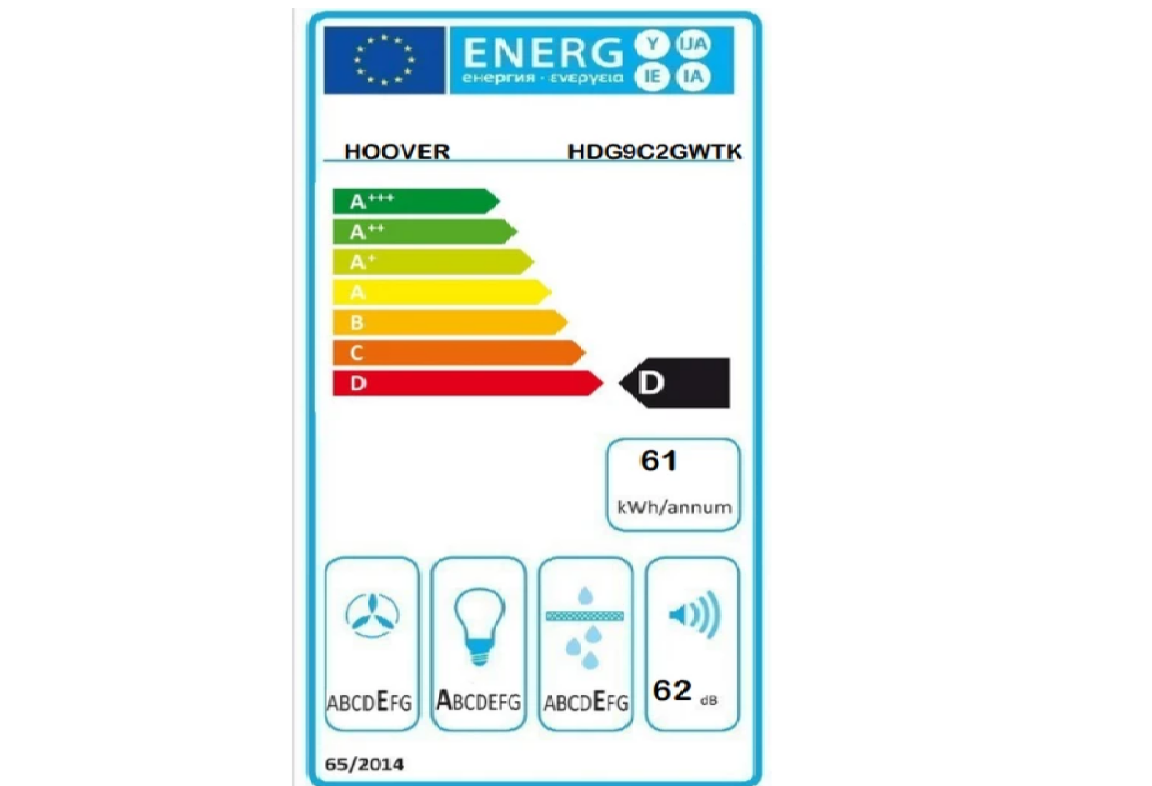 Hoover HDG9C2GWTK 90 cm Duvar Tipi Beyaz Davlumbaz Görseli