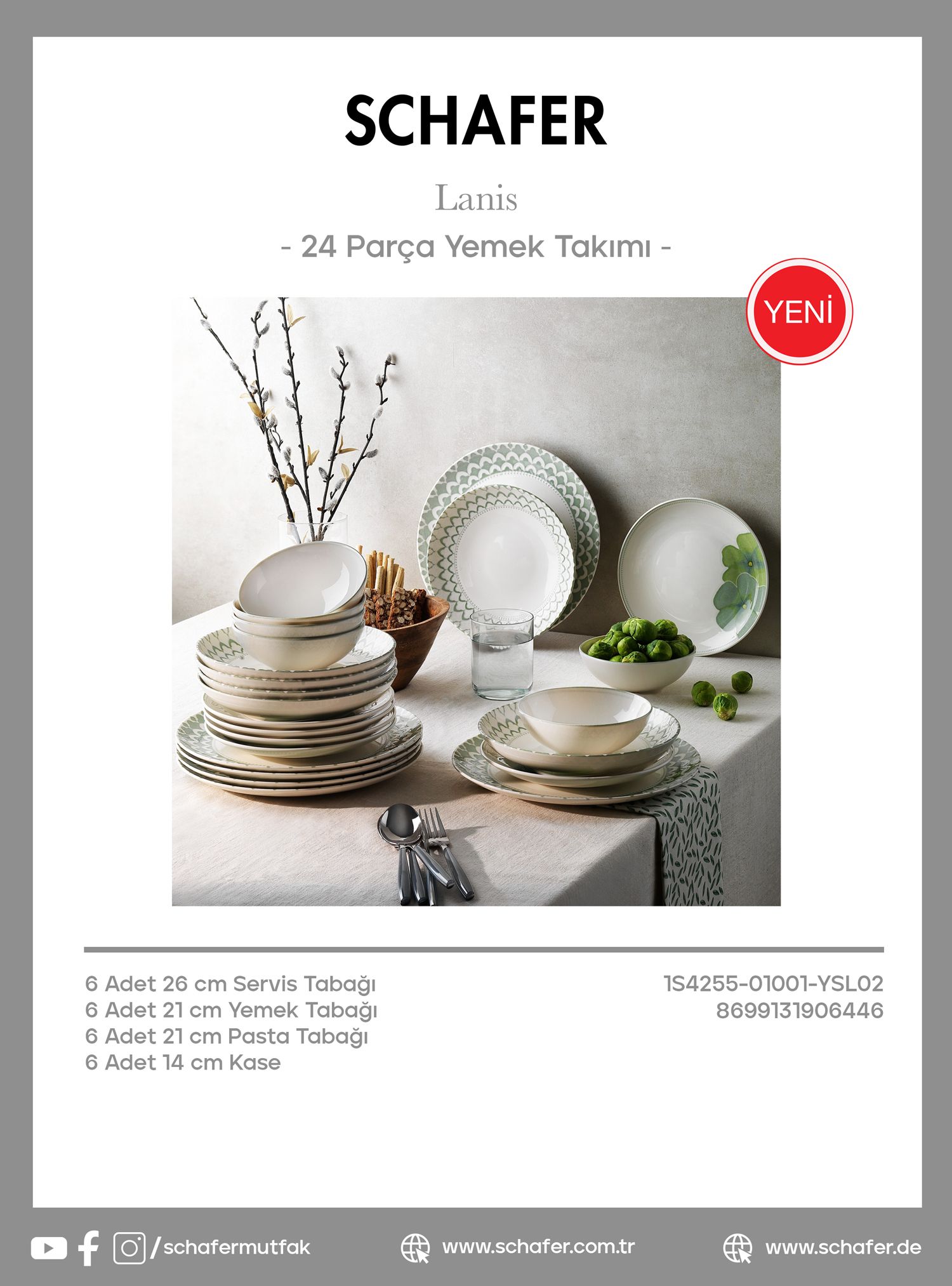 Schafer Lanis Yemek Takımı 24 Parça-yeşil02