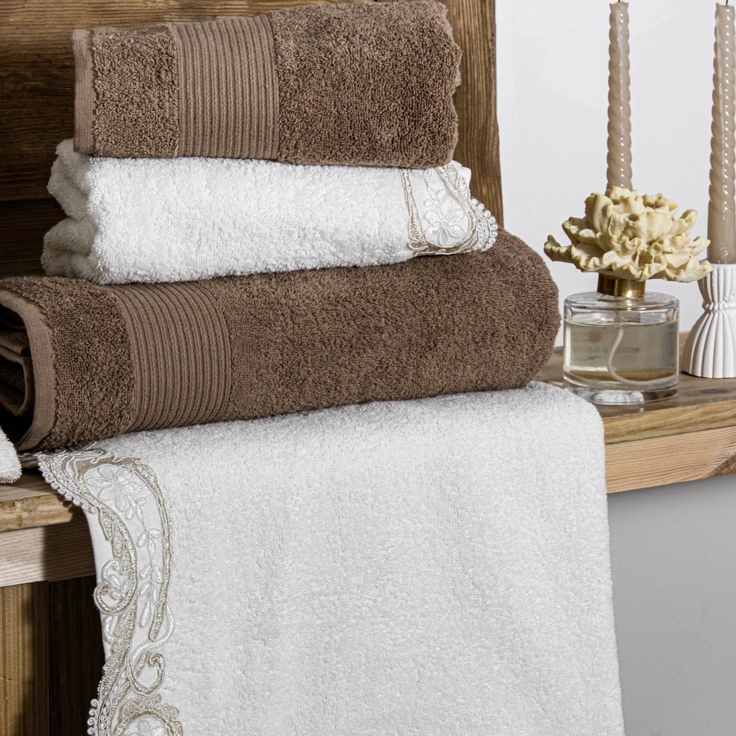 Schafer Home Azur Dantelli Banyo Seti 6 Parça-ekru/bej Görseli