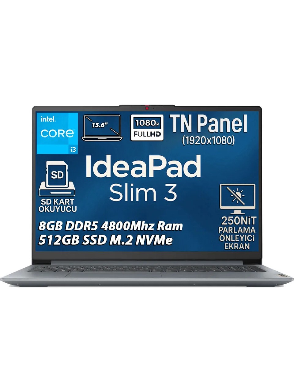 Lenovo IdeaPad Slim 3 15IAN8 82XB00B4TX i3-N305 8 GB 512 GB SSD UHD Graphics 15.6
