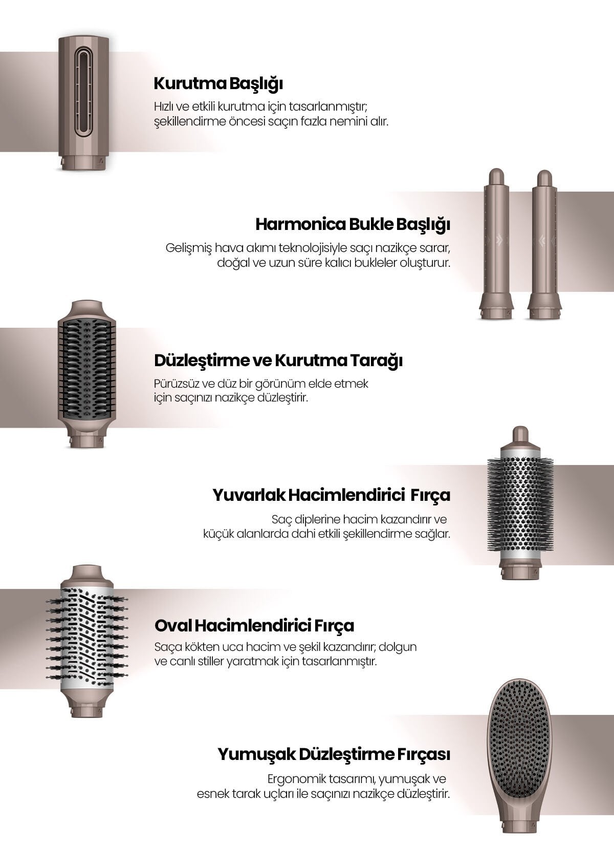 Relux Rms9200B Aeroflex 7in1 Saç Şekillendirici Bej Görseli