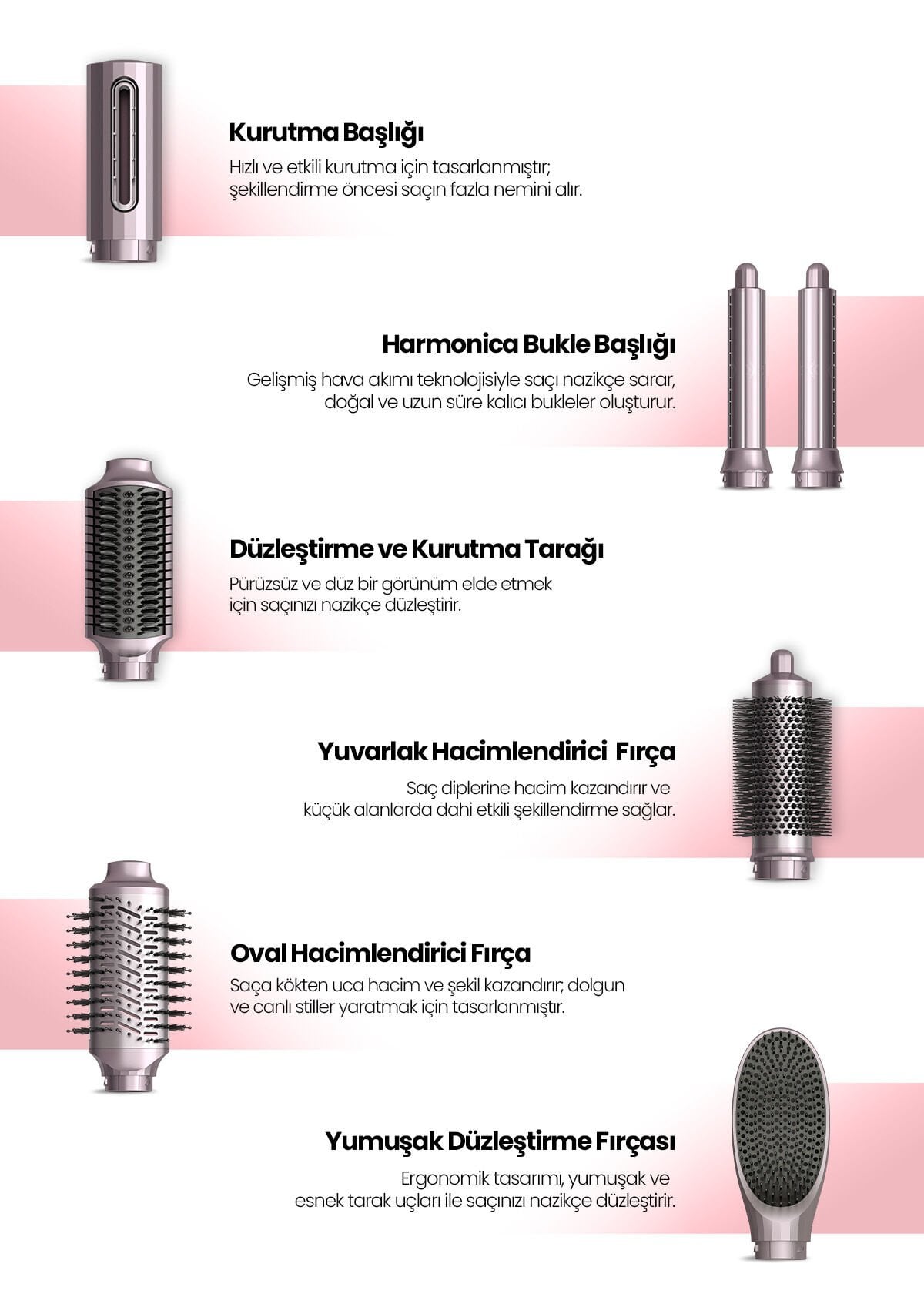 Relux Rms9200P Aeroflex 7in1 Saç Şekillendirici Pink Görseli