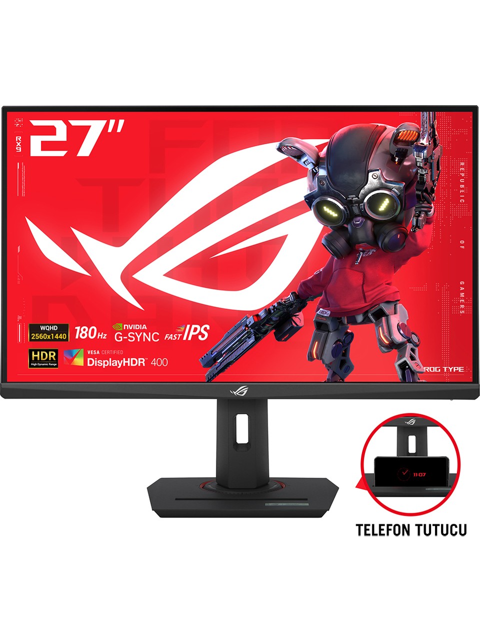 Asus ROG Strix XG27ACS Siyah 27" 1 ms 2K Pivot IPS 180 Hz Oyuncu Monitörü