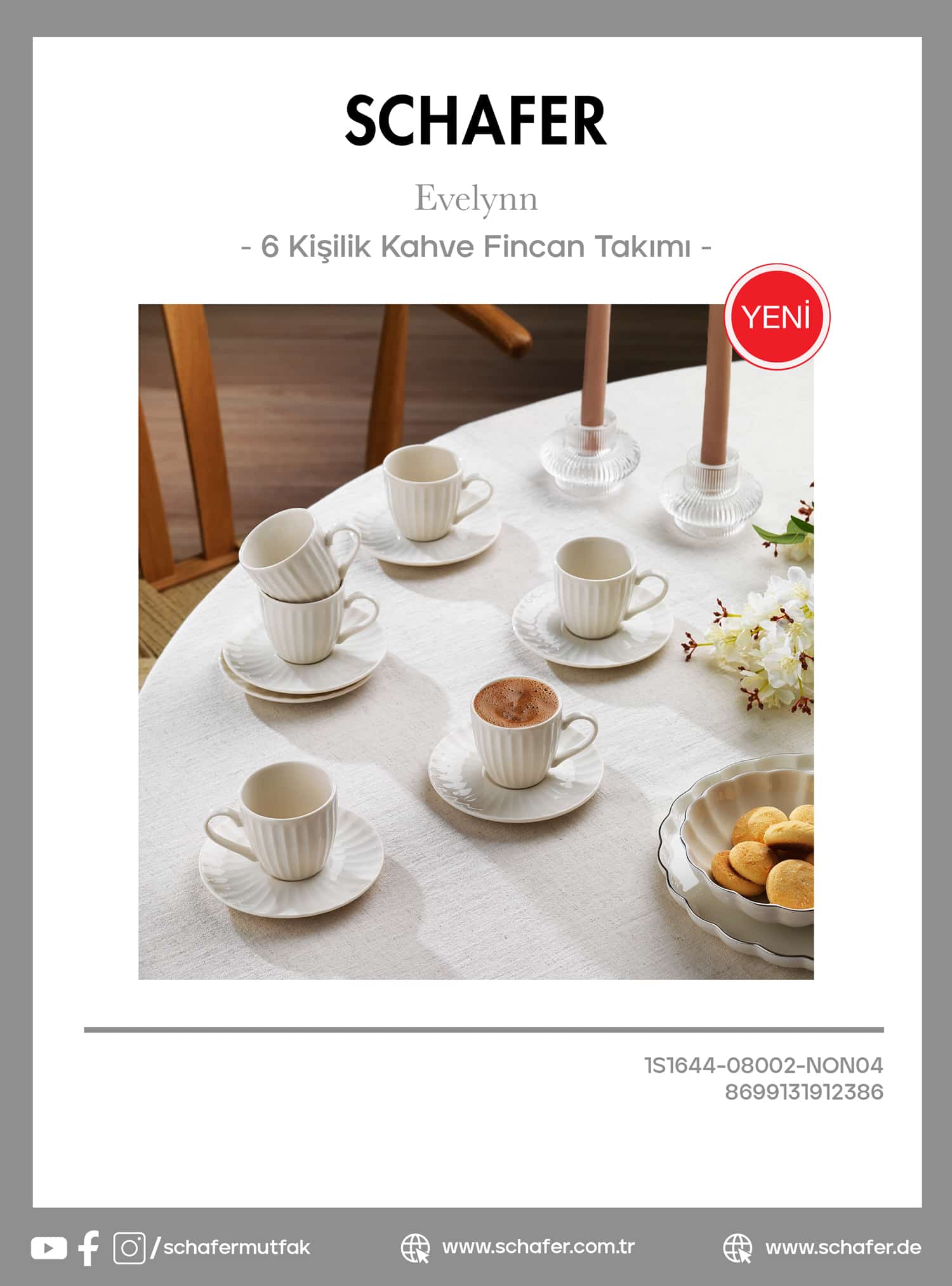 Schafer Evelynn 6 Kişilik Kahve Fincan Takımı 12 Parça-non04