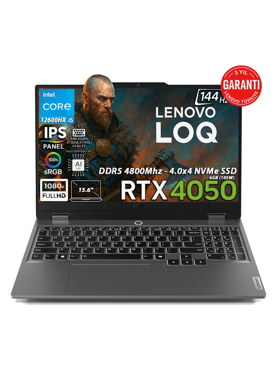 Lenovo LOQ 15IAX9 83GS00PFTR i5-12600HX 12 GB 1 TB SSD RTX4050 15.6