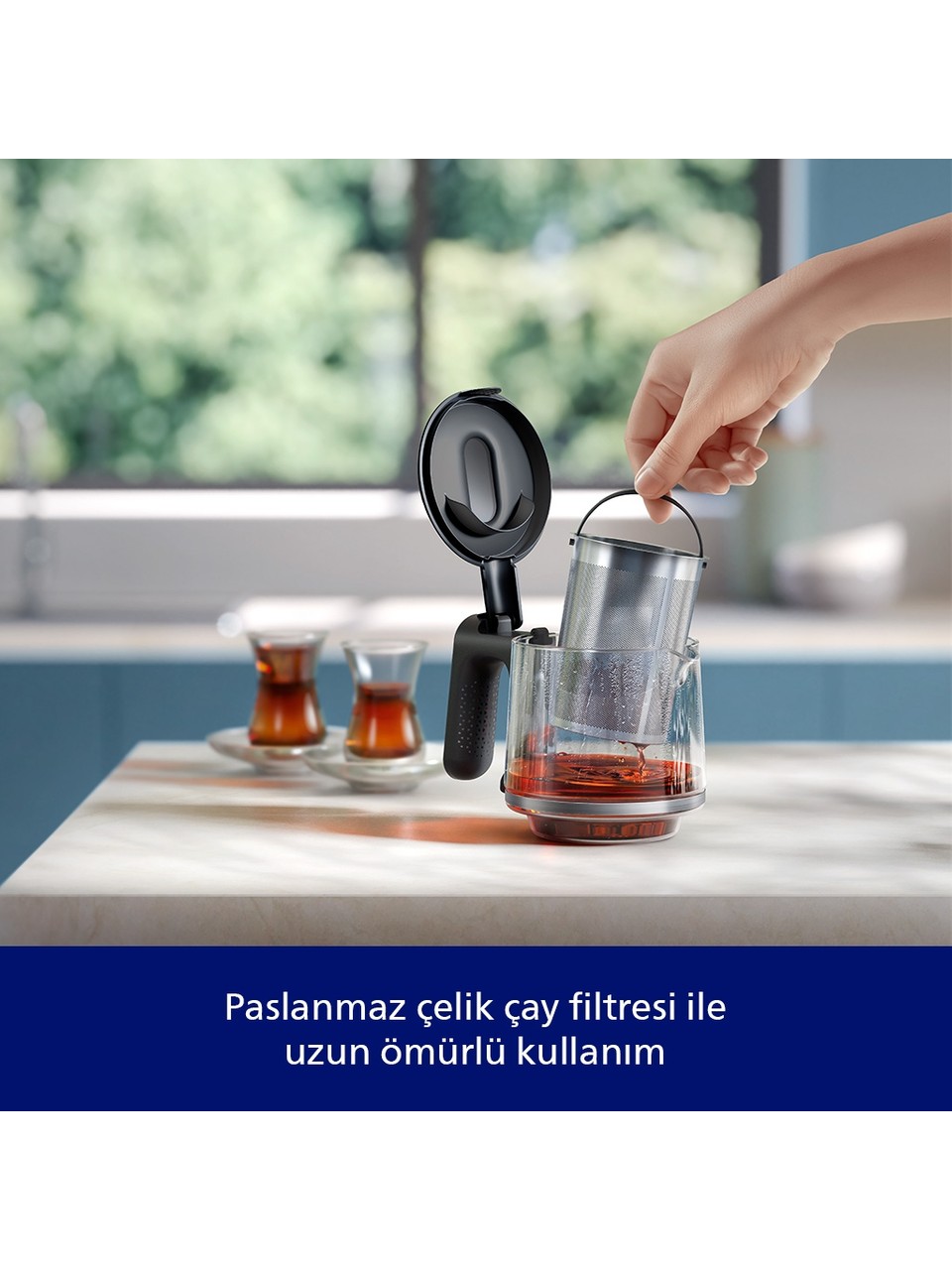 Philips Hd7350/00 Çelik / Cam Çay Makinesi Görseli