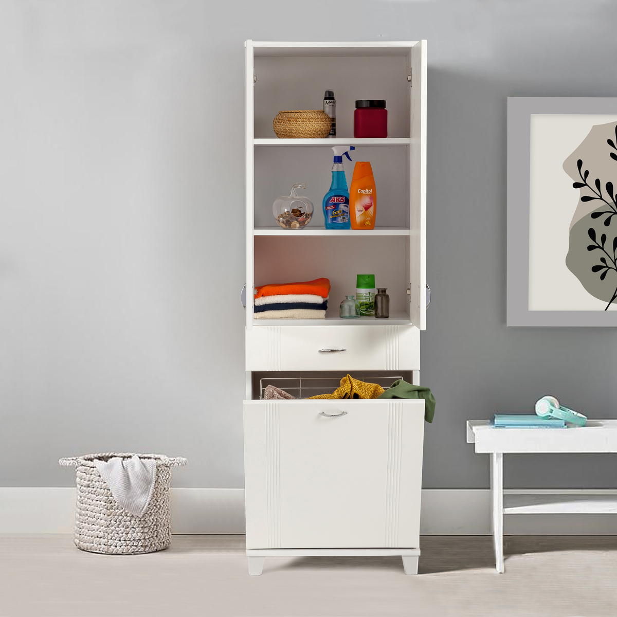 Sembol S 181 Lake Kapaklı Çamaşır Sepetli Dolap 180x60x40 Görseli