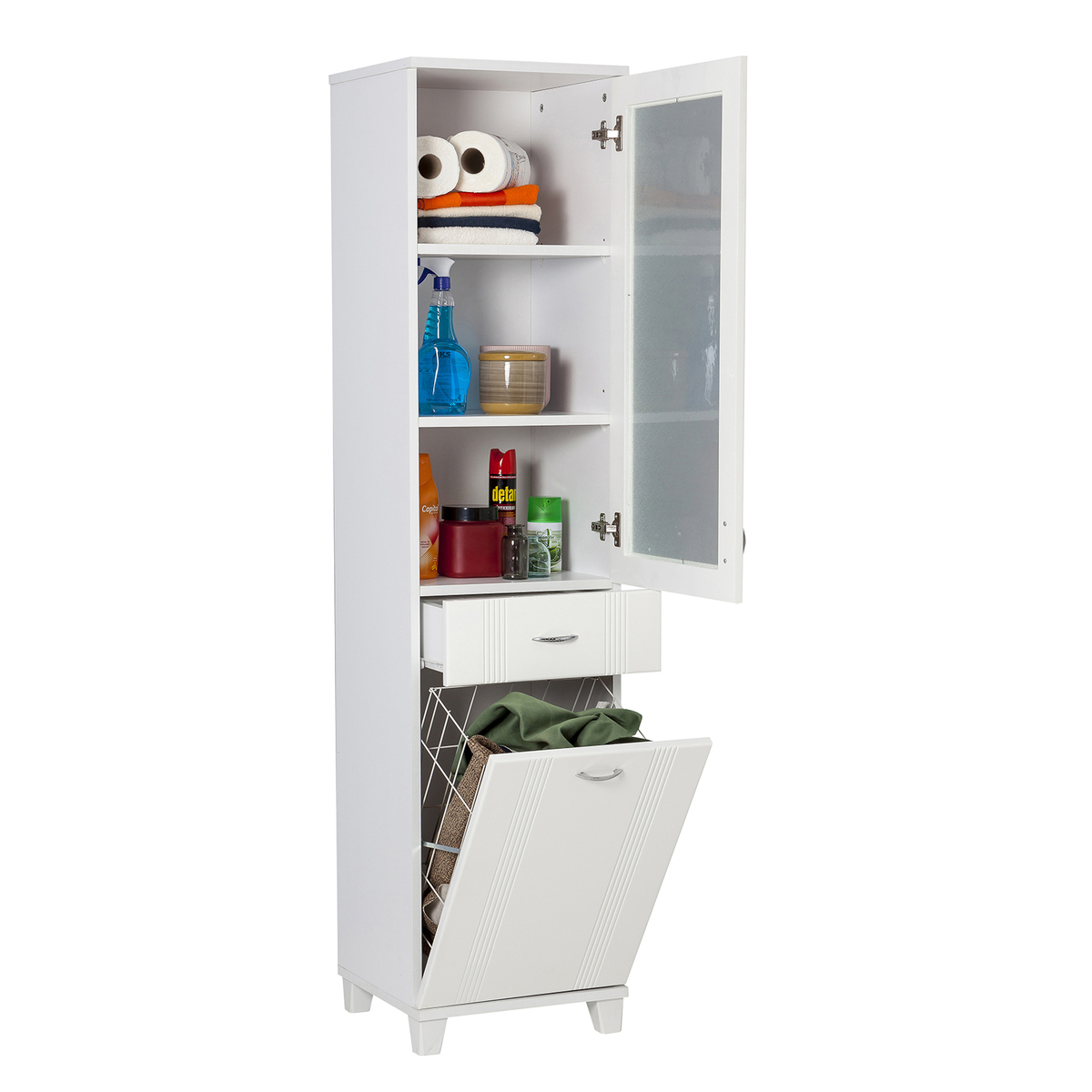 Sembol S 188 Cam Lake Kapaklı Çamaşır Sepetli Dolap 180x45x40 Görseli