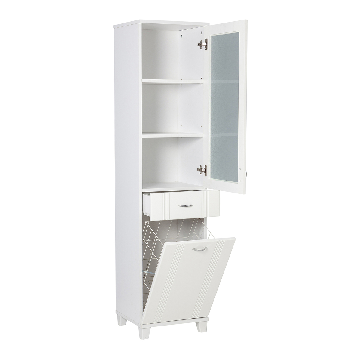 Sembol S 188 Cam Lake Kapaklı Çamaşır Sepetli Dolap 180x45x40 Görseli