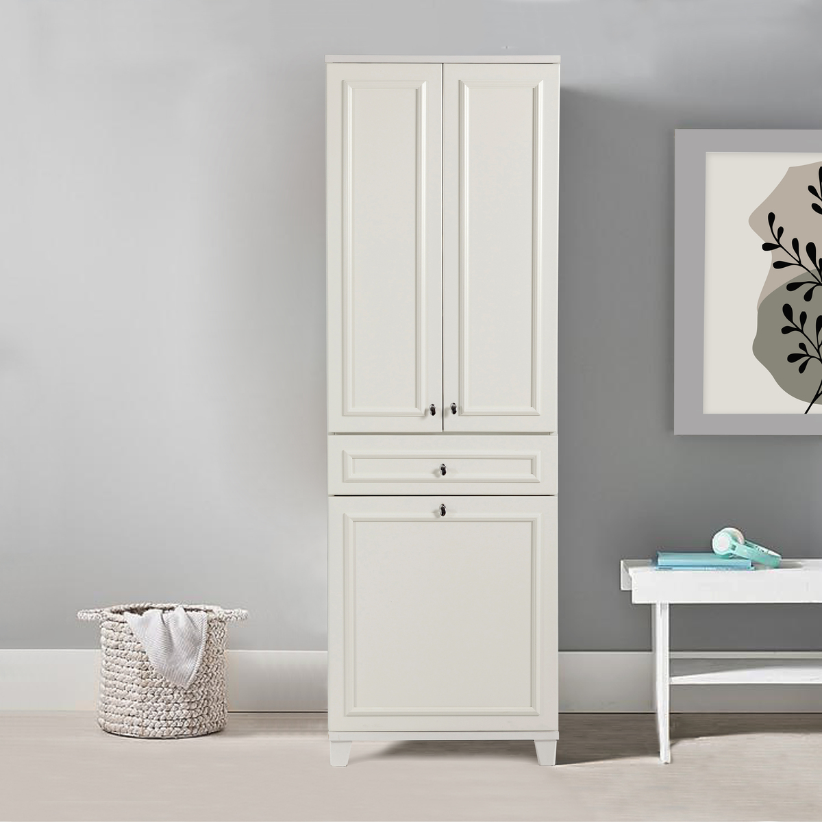 Sembol 181 Çitali Lake Kapaklı Çamaşır Sepetli Dolap 180x60x40 Görseli