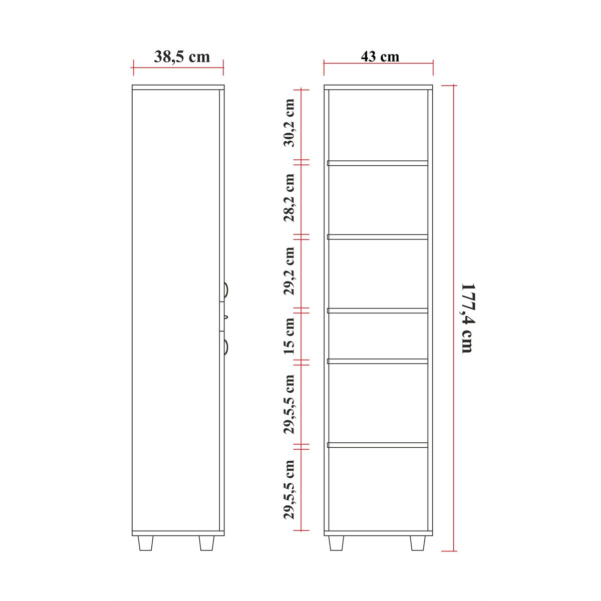 Sembol 185 Çitali Lake Kapaklı Dolap 180x45x40 Görseli