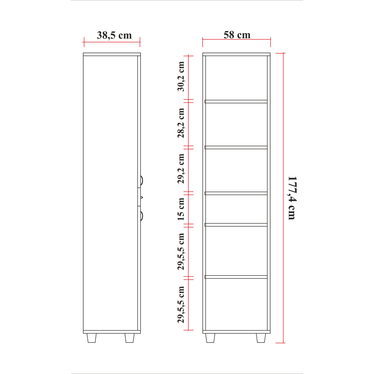 Sembol 186 Çitali Cam Lake Kapaklı Dolap 180x45x40 Görseli