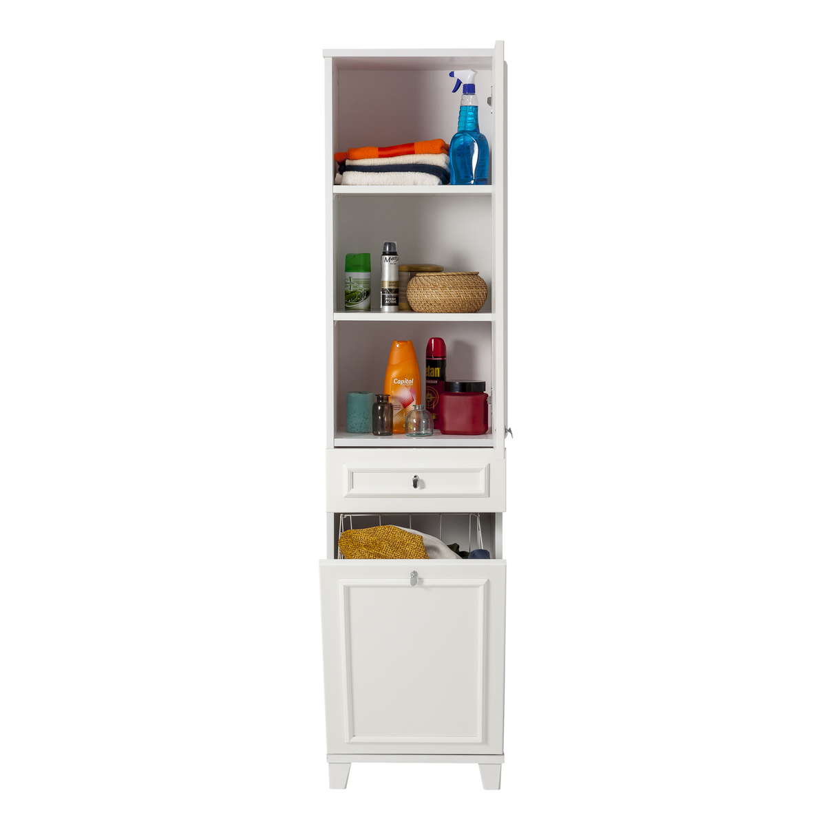 Sembol 187 Çitali Çamaşır Sepetli Lake Kapaklı Dolap 180x45x40 Görseli