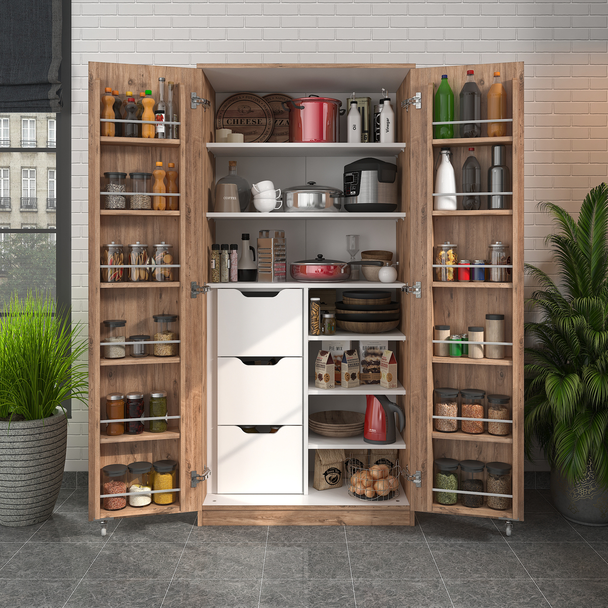 Sembol Kd 07 Kiler Dolabı 2 Kapılı 165 3 Çekmeceli  ( A ) 1830x862x469 Görseli
